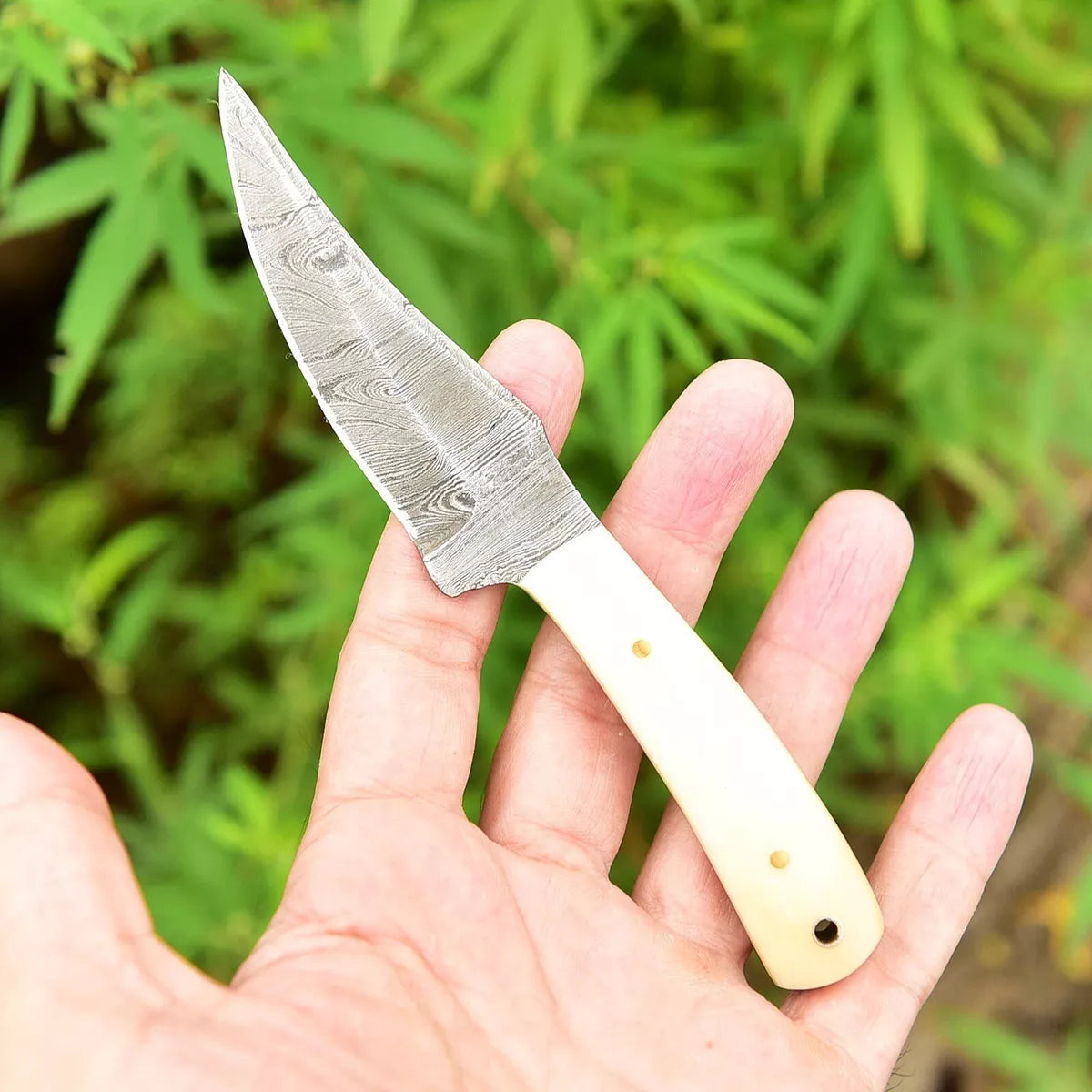 Camel Bone Handle Fixed Hunting Skinning knife With Leather Sheath Cover