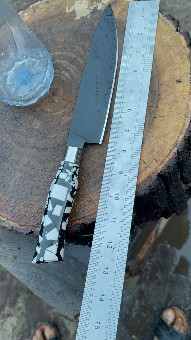13" Custom Handmade Stainless Steel Black Powder Coated Chef Knife