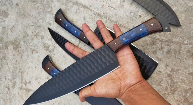 5Pcs Kitchen Knife Set Chef Knife Chef Knives / Kitchen knives With Leather Roll kit bag