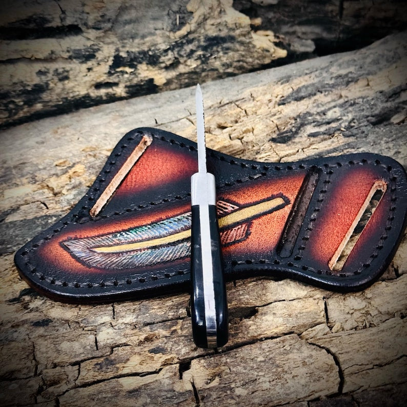 CUSTOM MADE WESTERN COWBOY KNIFE WITH LEATHER SHEATH|| DRS KNIVES HUB