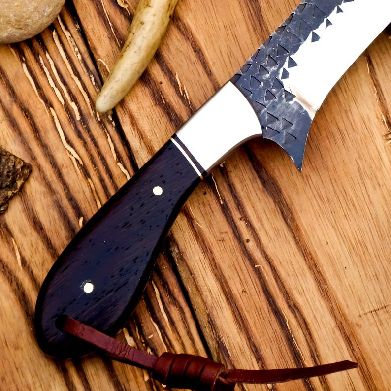 HAND FORGED CARBON STEEL BULL CUTTER KNIFE WITH LEATHER SHEATH|| DRS KNIVES HUB
