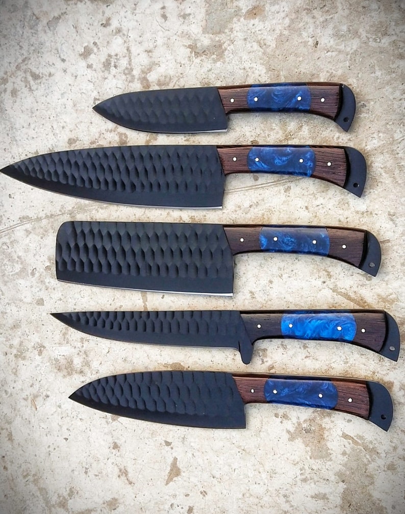 5Pcs Kitchen Knife Set Chef Knife Chef Knives / Kitchen knives With Leather Roll kit bag