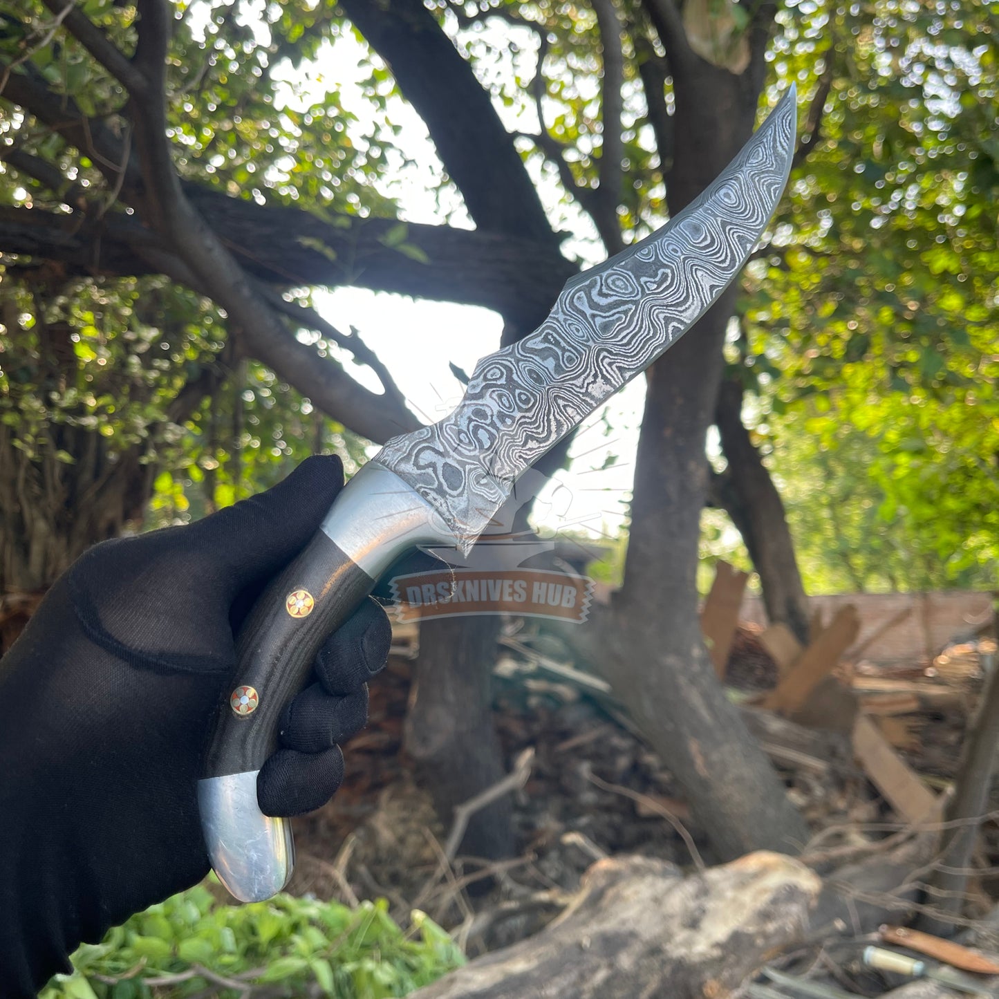 Handmade Damascus Steel Hunting Knife with Micarta Handle | DRSKNIVES HUB