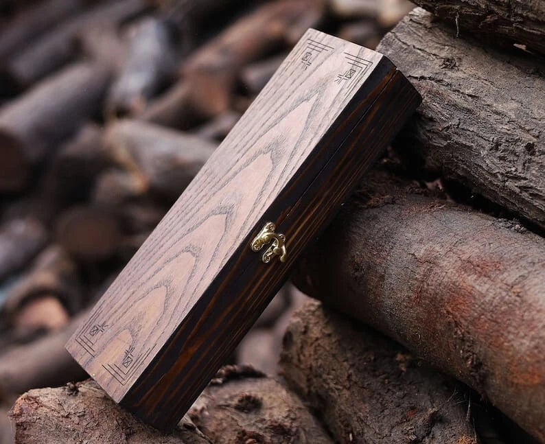 Personalised Handmade Hunting Knife With Wooden Box