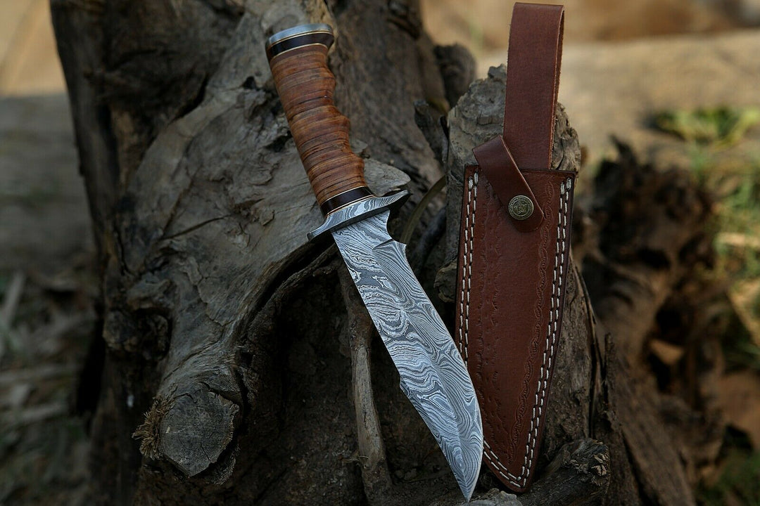 12" inches Handle Beautiful Hunting Knife With Leather Sheath Cover