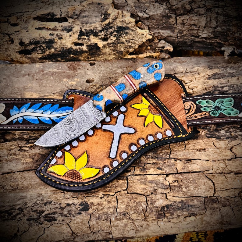 CUSTOM MADE WESTERN COWBOY KNIFE DAMASCUS STEEL BLADE || DRS KNIVES HUB