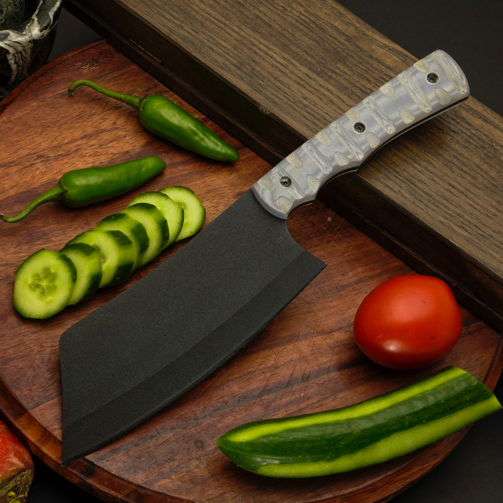5-Piece Chef Knife Set with Non-Slip Micarta Handles & Leather Roll
