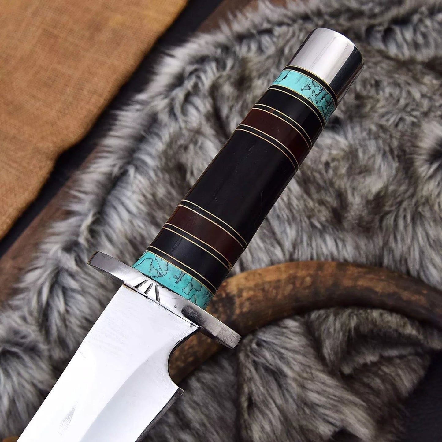 Handcrafted J2 Steel Bowie Knife – Black Resin Handle with Steel Clip & Sheath | DRSKNIVES HUB