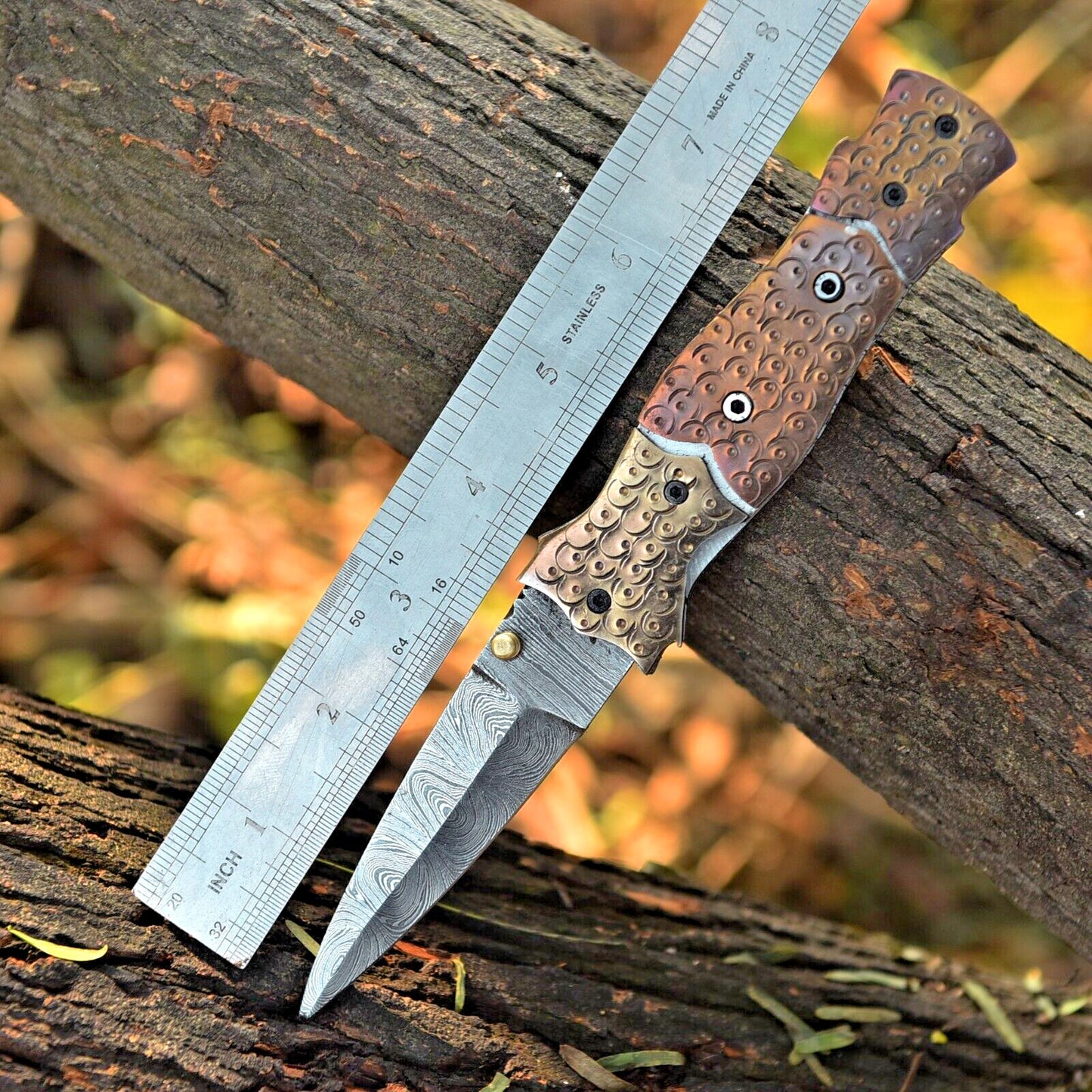 Custom Handmade Forged Damascus Steel Folding Pocket Knife – Survival EDC with Leather Sheath | DRSKNIVES HUB