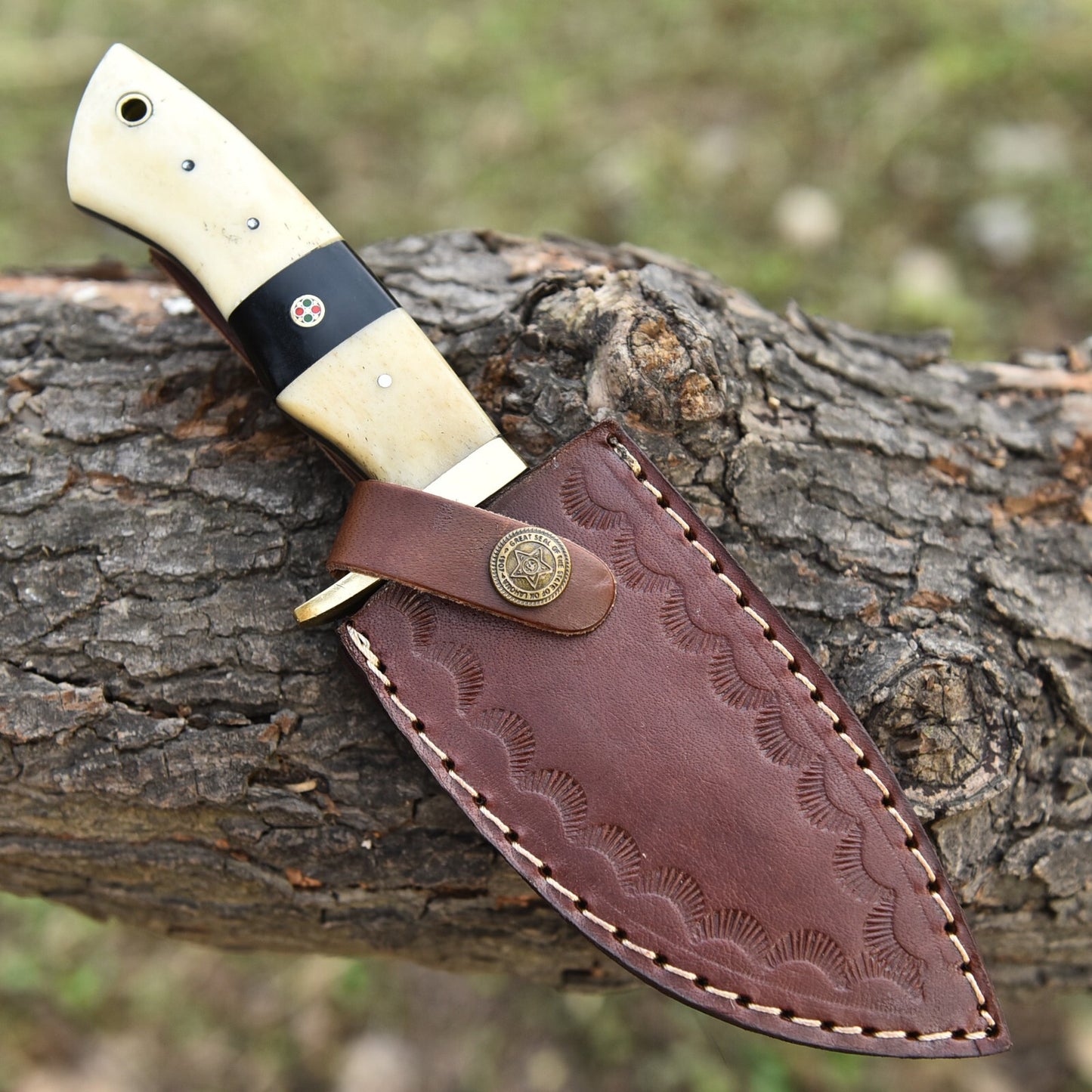 Custom Handmade Damascus Steel Bowie Knife – 8" Survival Hunting Knife with Leather Sheath | DRSKNIVES HUB