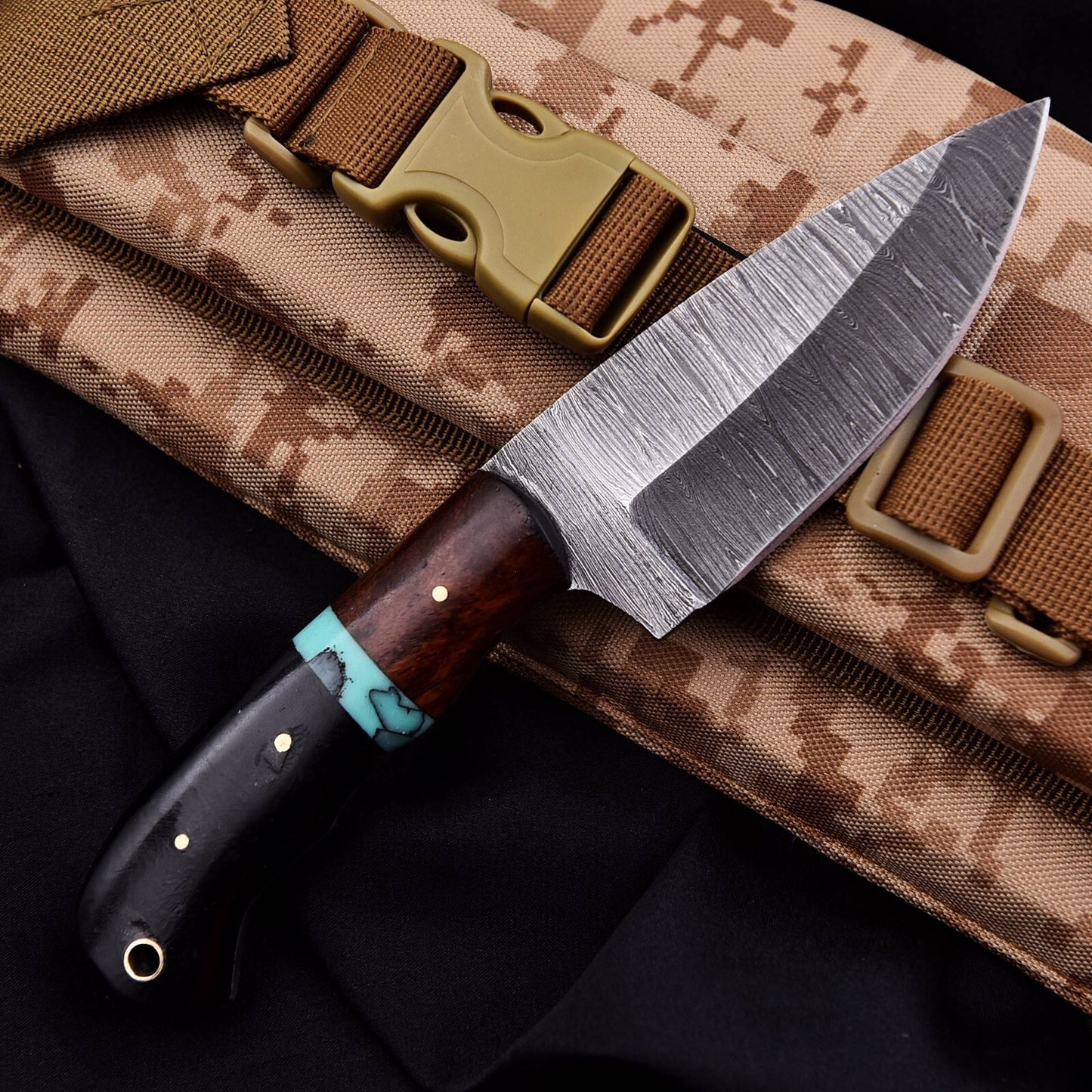 Custom Hand Forged Damascus Steel Hunting Skinner Knife – 8" Full Tang with Leather Sheath | DRSKNIVES HUB