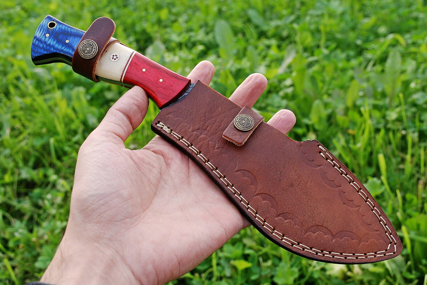 Custom Hand-Forged 512-Layer Damascus Steel Hunting Kukri Knife – 12″ with Bone Handle | DRSKNIVES HUB