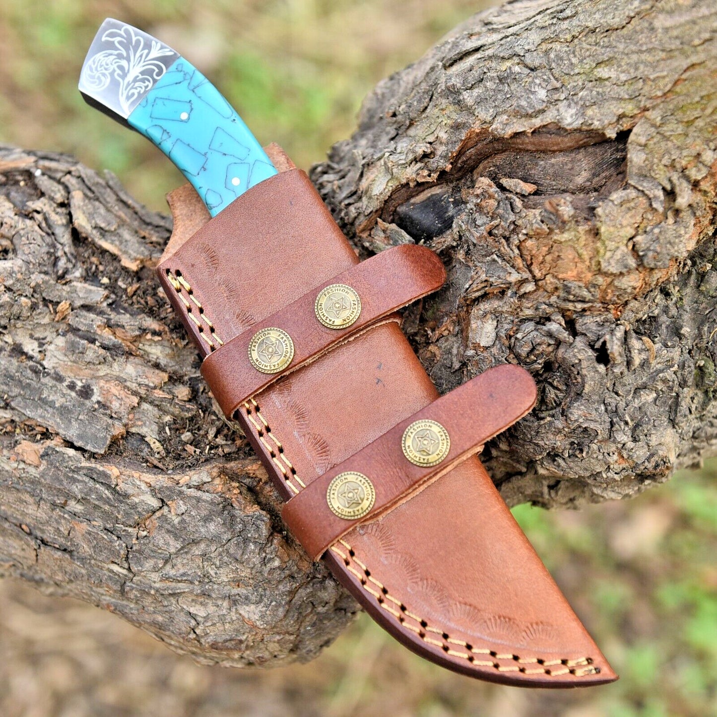Handmade Tactical Hunting Knife – High Polish Carbon Steel Blade with Leather Sheath (10" Overall Length) | DRSKNIVES HUB