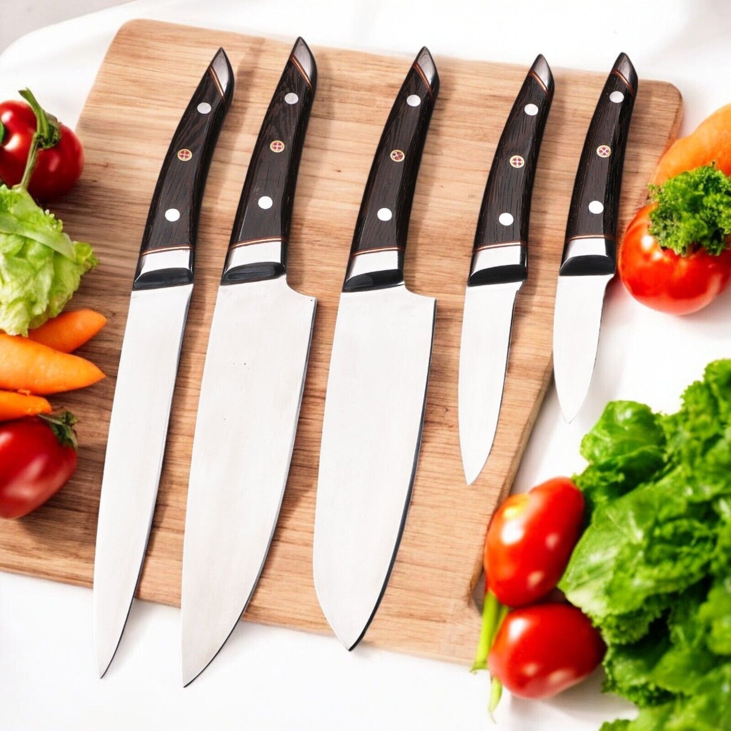 FULL TANG HANDMADE STAINLESS STEEL 5PCS KITCHEN SET || DRS KNIVES HUB