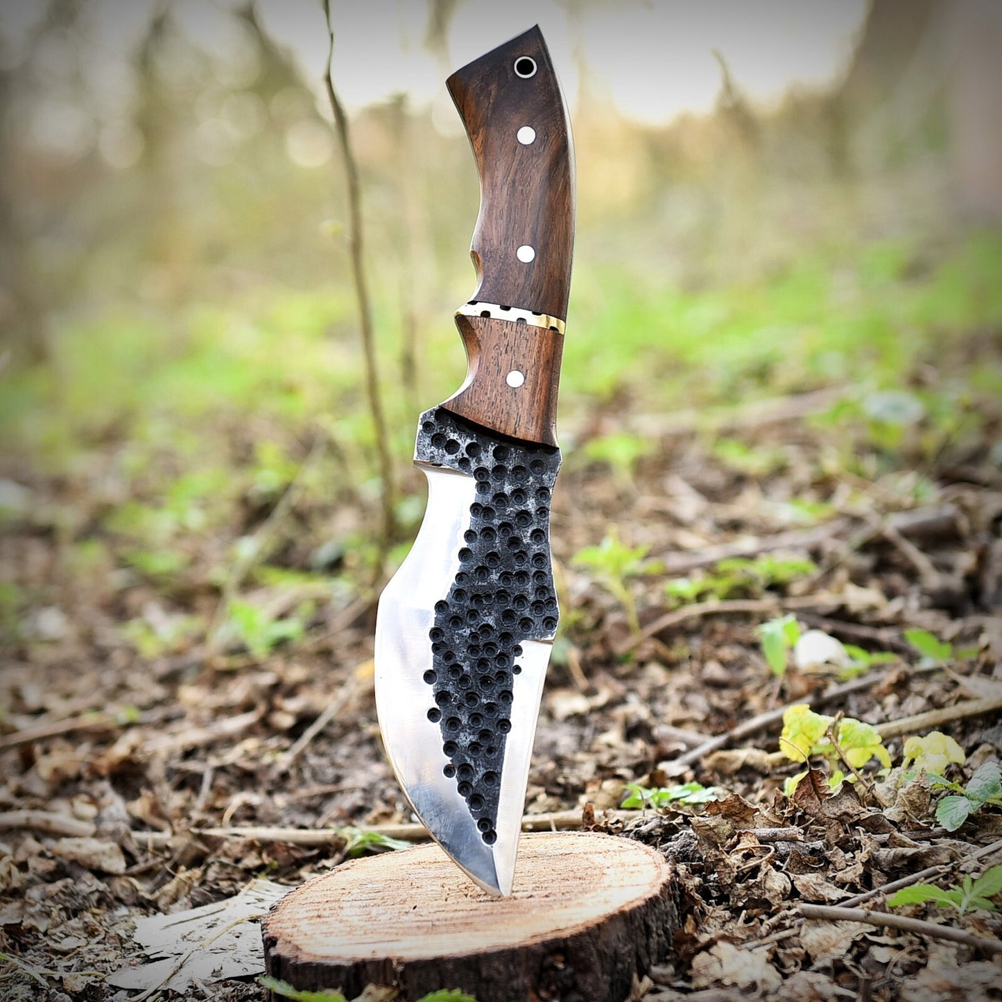 Handmade Full Tang Fixed Blade Hunting Knife | Outdoor Tracker Knife with Damascus Steel & Wood Handle | DRSKNIVES HUB