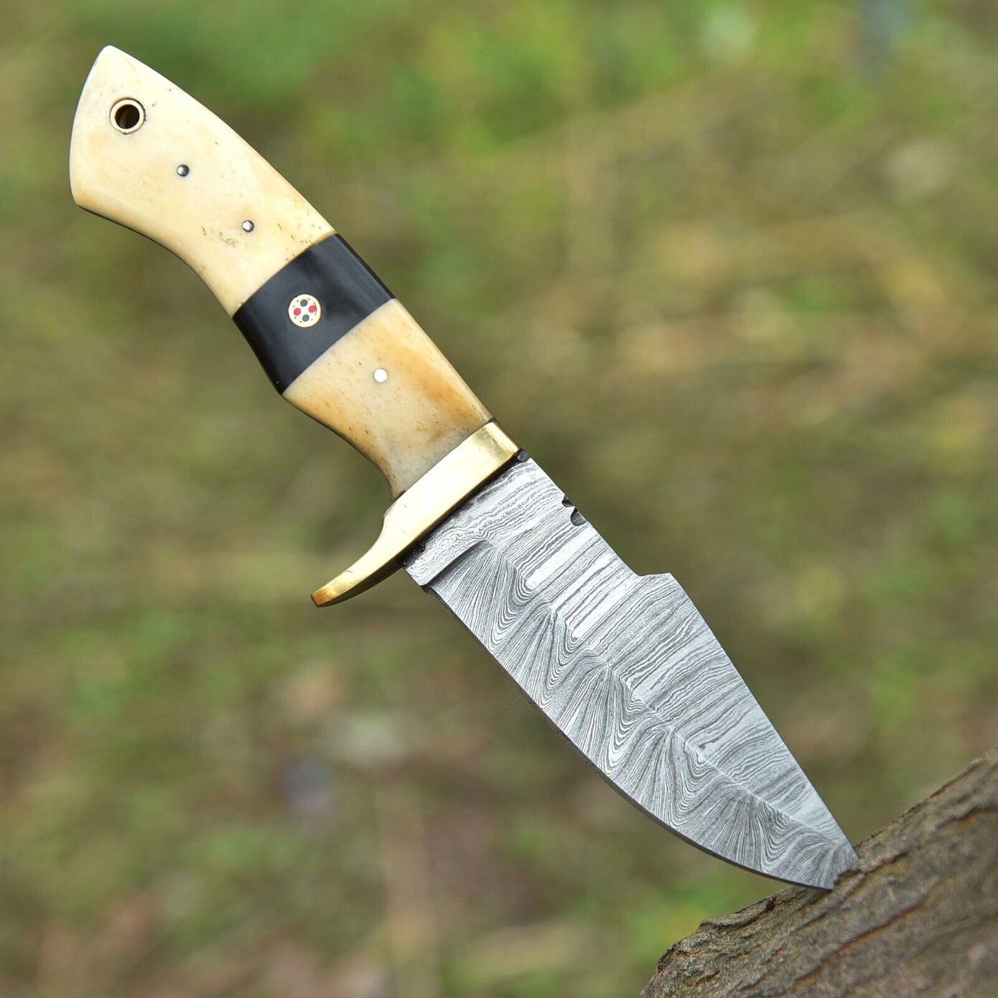 Custom Handmade Damascus Steel Bowie Knife – 8" Survival Hunting Knife with Leather Sheath | DRSKNIVES HUB