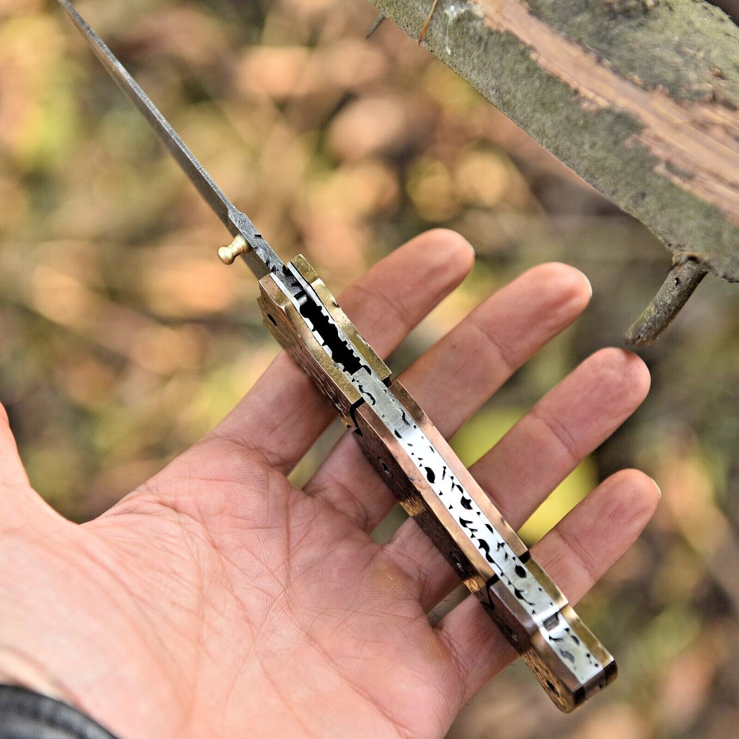 Custom Handmade Forged Damascus Steel Folding Pocket Knife – Survival EDC with Leather Sheath | DRSKNIVES HUB