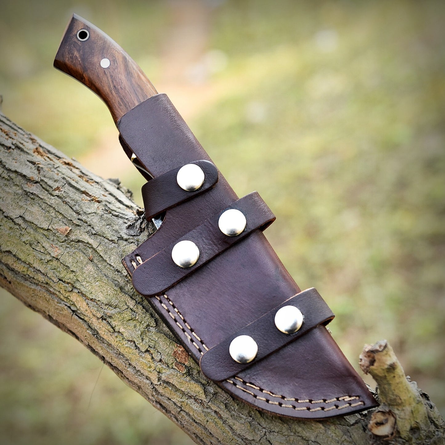 Handmade Full Tang Fixed Blade Hunting Knife | Outdoor Tracker Knife with Damascus Steel & Wood Handle | DRSKNIVES HUB