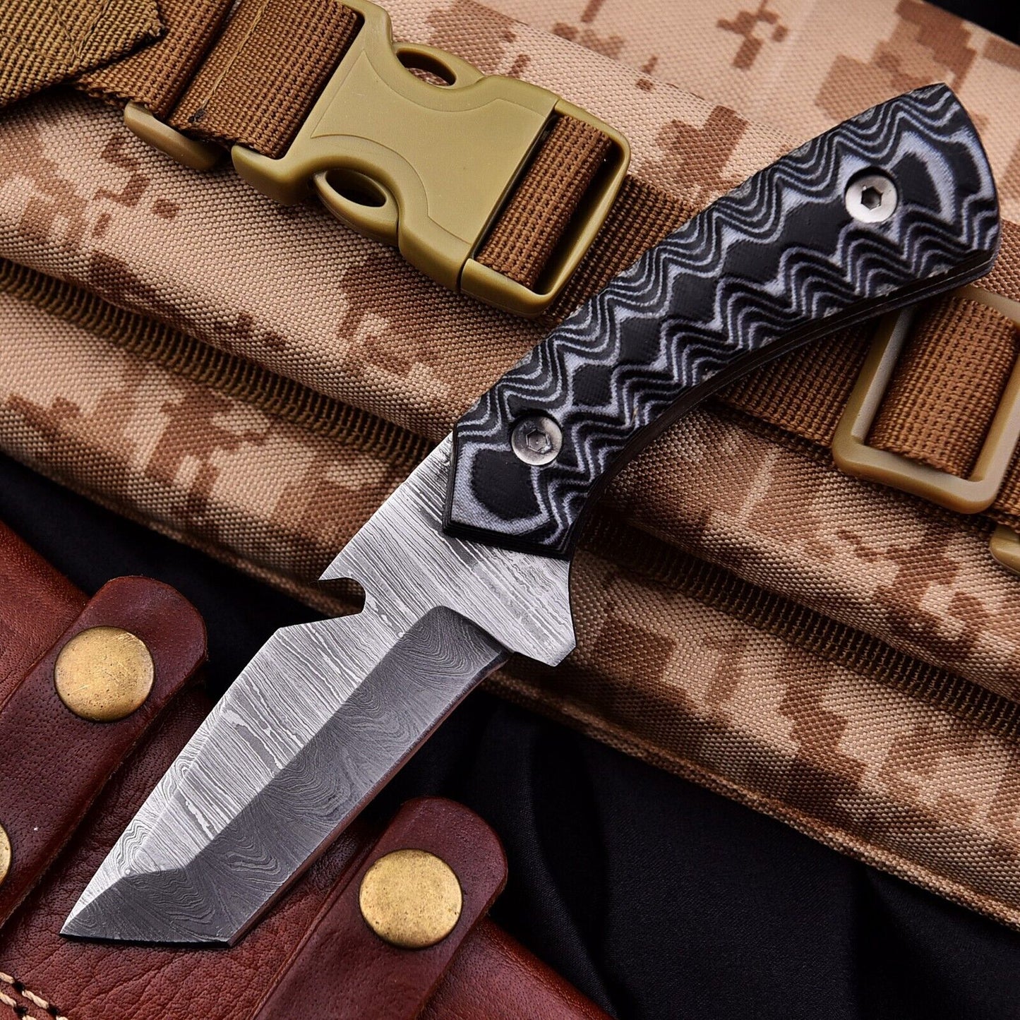 Custom Hand Forged Damascus Steel Hunting Tactical Skinner Knife – 10" Full Tang with Leather Sheath| DRSKNIVES HUB