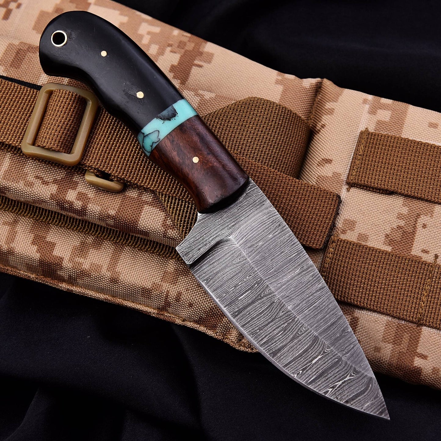 Custom Hand Forged Damascus Steel Hunting Skinner Knife – 8" Full Tang with Leather Sheath | DRSKNIVES HUB