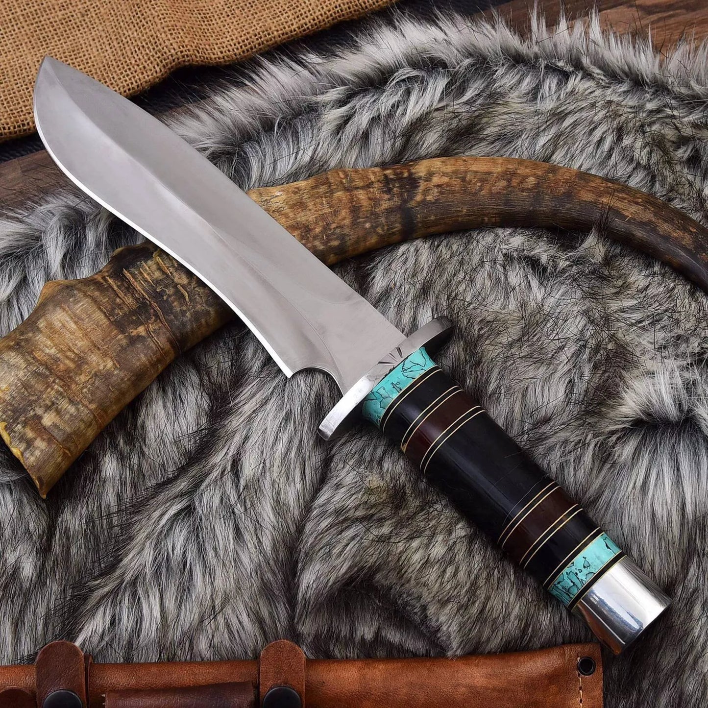 Handcrafted J2 Steel Bowie Knife – Black Resin Handle with Steel Clip & Sheath | DRSKNIVES HUBHUB