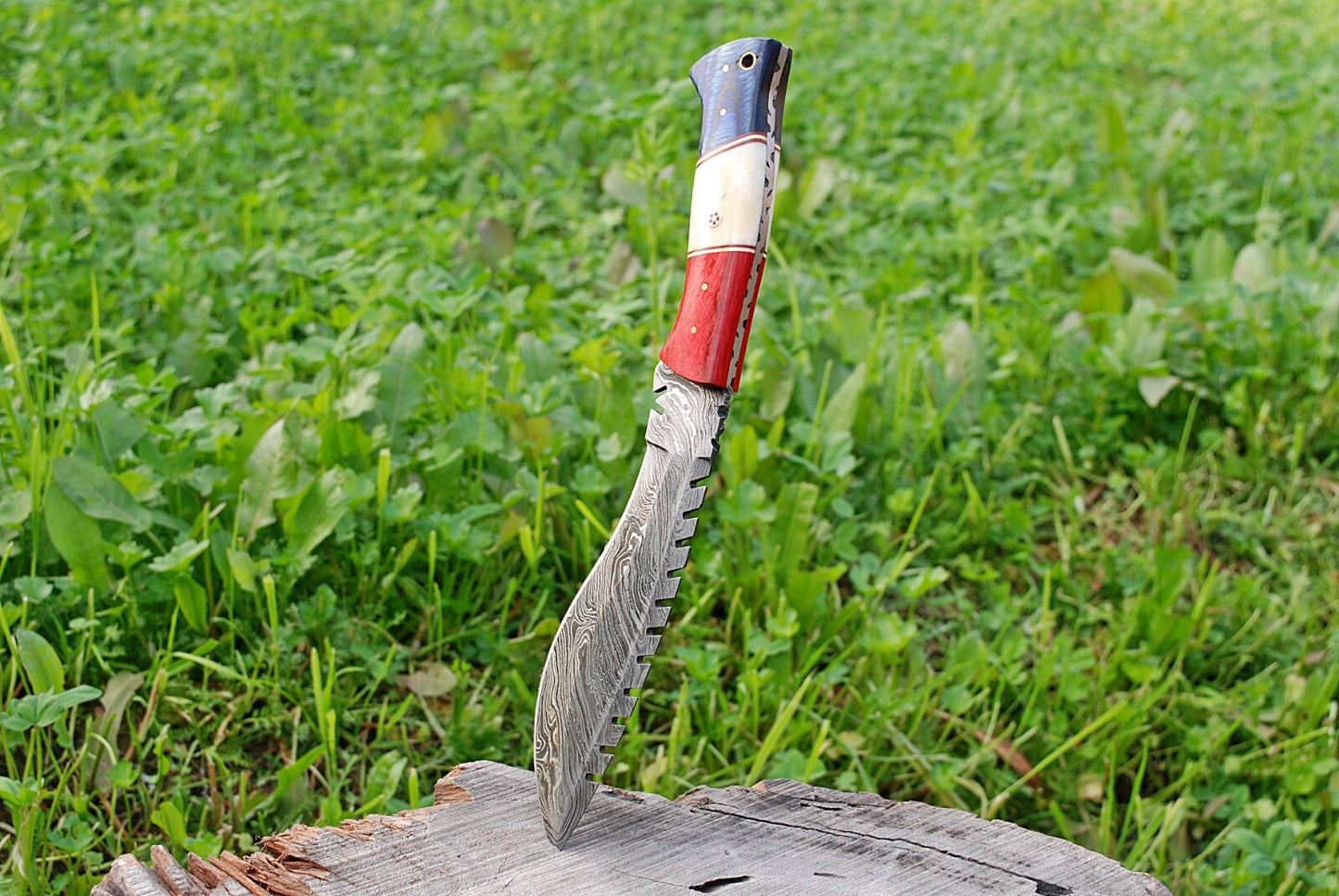 Custom Hand-Forged 512-Layer Damascus Steel Hunting Kukri Knife – 12″ with Bone Handle | DRSKNIVES HUB