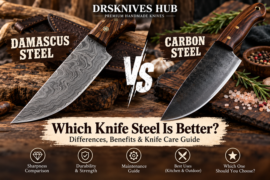 Damascus Steel vs Carbon Steel: Differences, Benefits & Knife Care