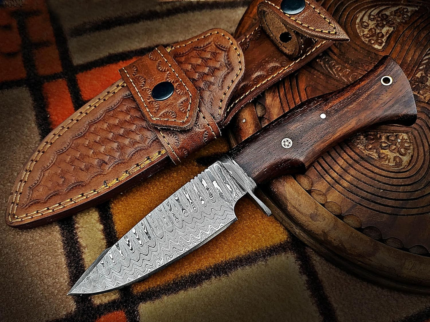 HANDMADE DAMASCUS STEEL CLASSIC BOWIE KNIFE WITH COVER || DRS KNIVES HUB