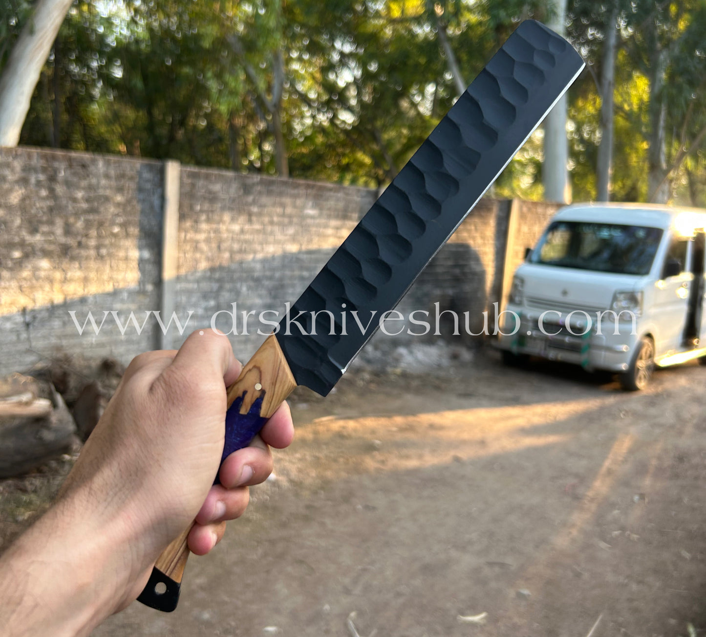 HANDMADE BBQ BRISKET KNIFE RESIN & WOOD HANDLE || DRS KNIVES HUB
