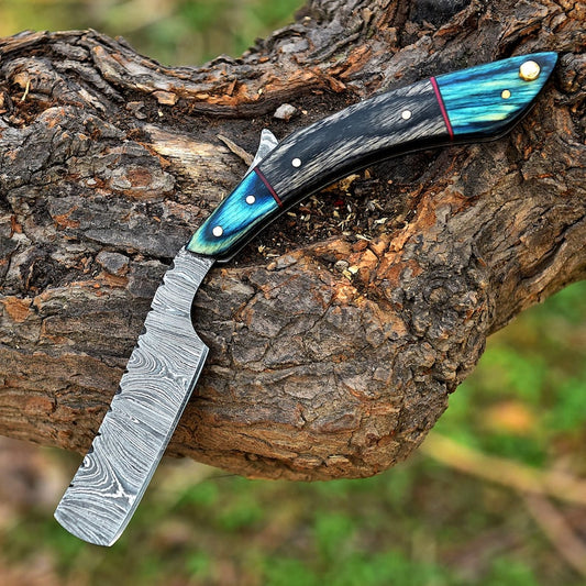 STRAIGHT RAZOR BLADE HANDMADE DAMASCUS STEEL BLADE || DRS KNIVES HUB