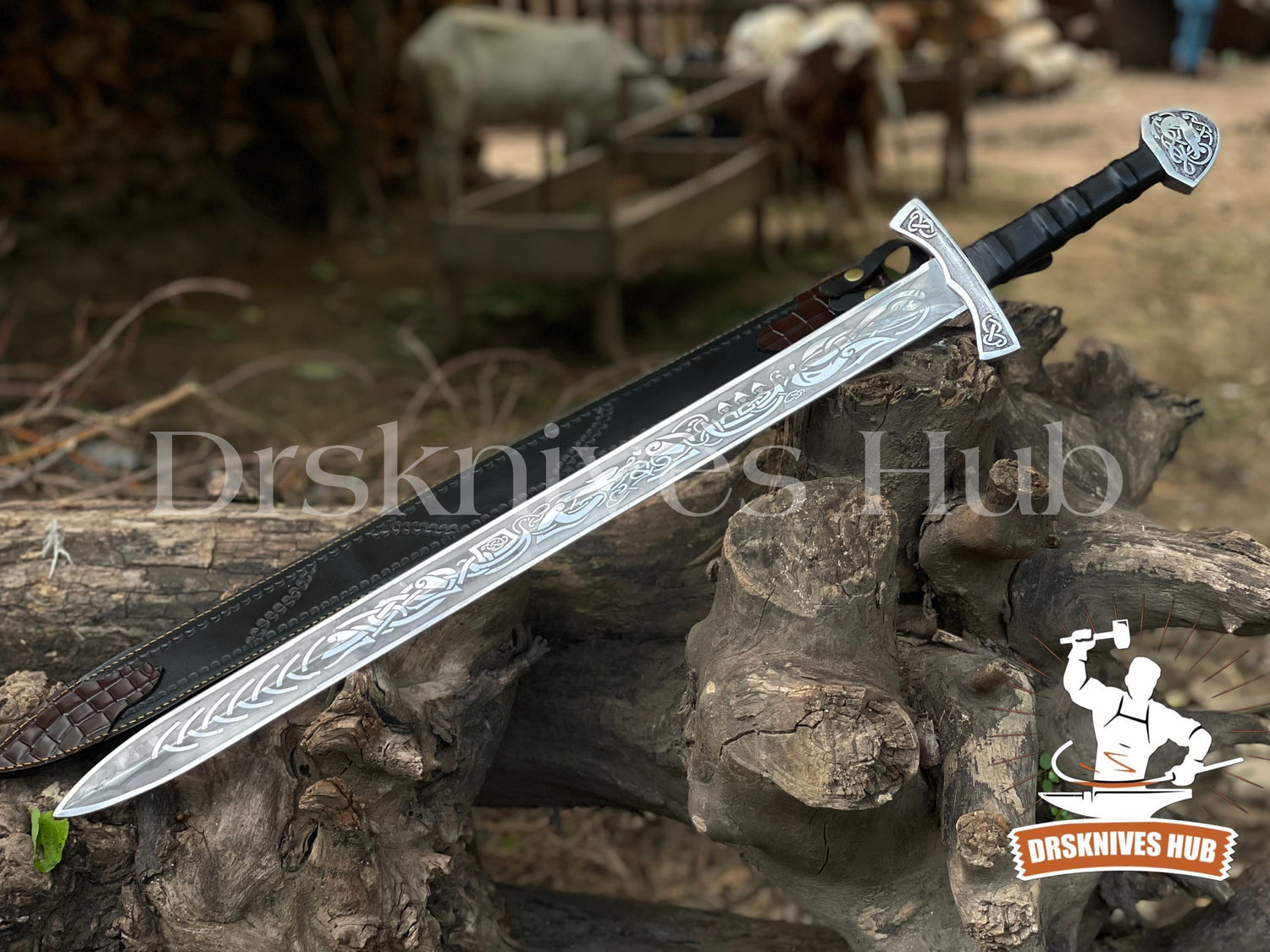 Premium Collectible Viking Sword with Leather Sheath | DRSKNIVES HUB