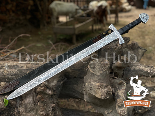 Premium Collectible Viking Sword with Leather Sheath | DRSKNIVES HUB