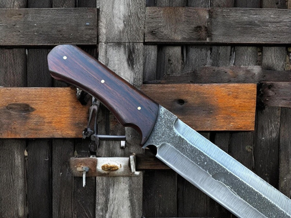 SET OF 2 – Custom Handmade Carbon Steel Seax Hunting & Camping Knives with Sheaths