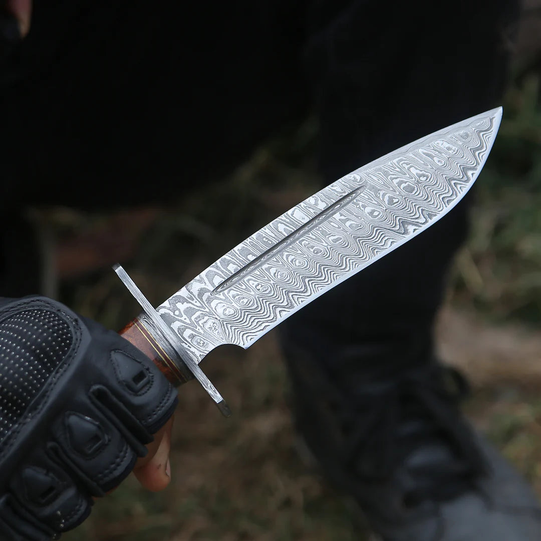 HAND FORGED RAMBO BOWIE KNIFE WITH EXOTIC ROSEWOOD HANDLE || DRS KNIVES HUB