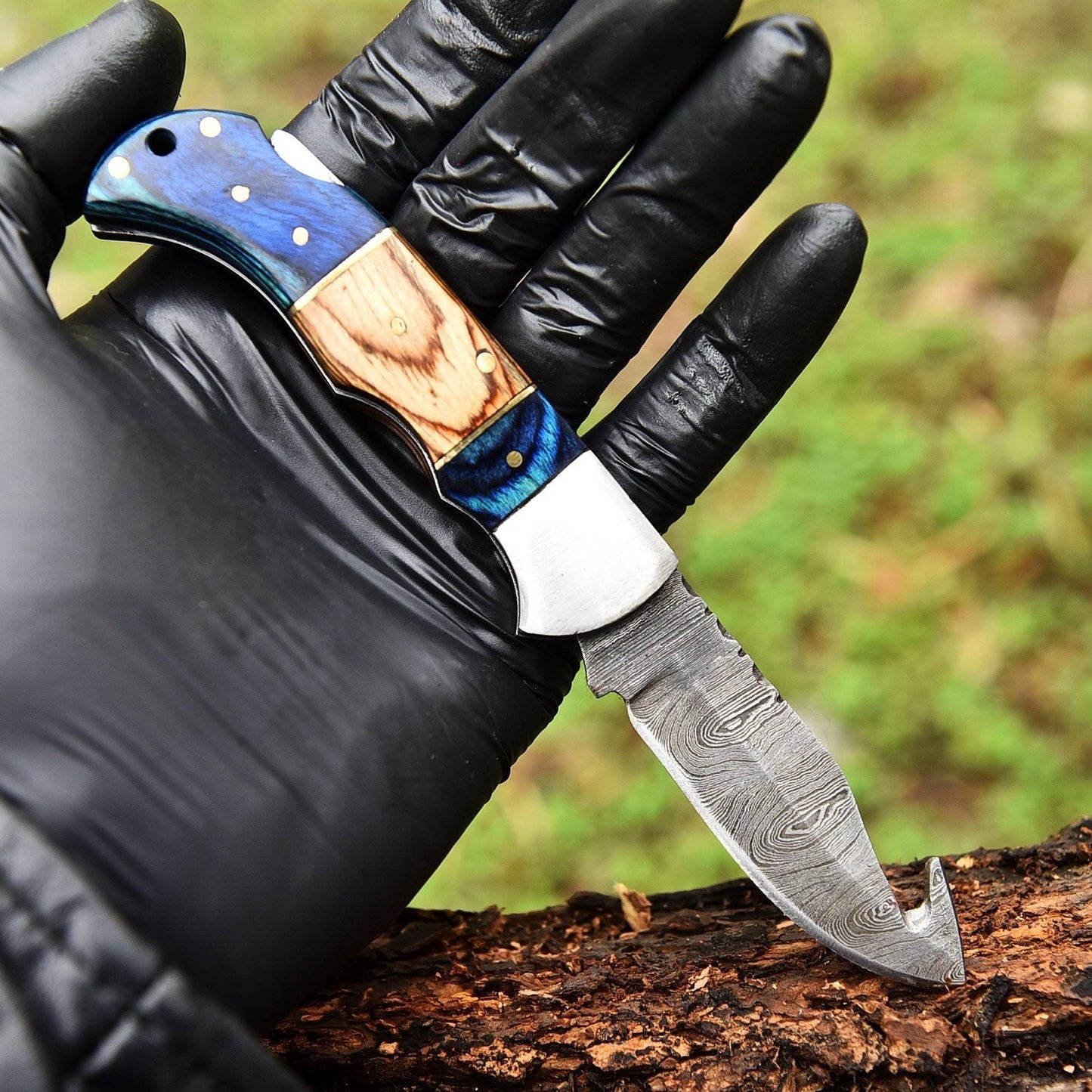 HAND FORGED FOLDING POCKET  KNIFE GUT HOOK KNIFE || DRS KNIVES HUB