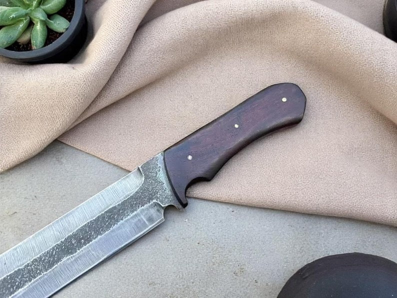 FULL TANG HANDMADE CARBON STEEL VIKING SEAX KNIFE WITH LEATHER SHEATH COVER || DRS KNIVES HUB 
