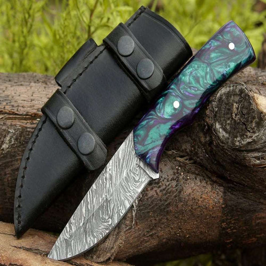 8” Inches Handmade Custom Damascus Steel Skinner Knife