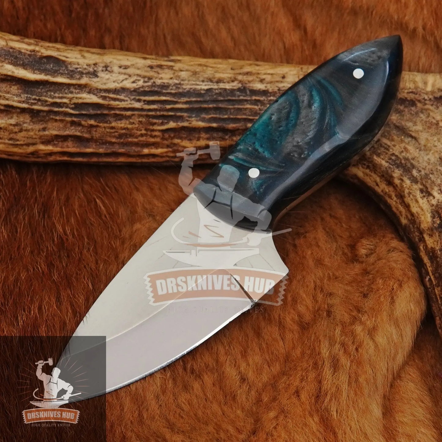 Set of 5pcs Carbon Steel Skinner Knives With Resin Handle With Leather Covers | DRSKNIVES HUB DRSKNIVES HUB