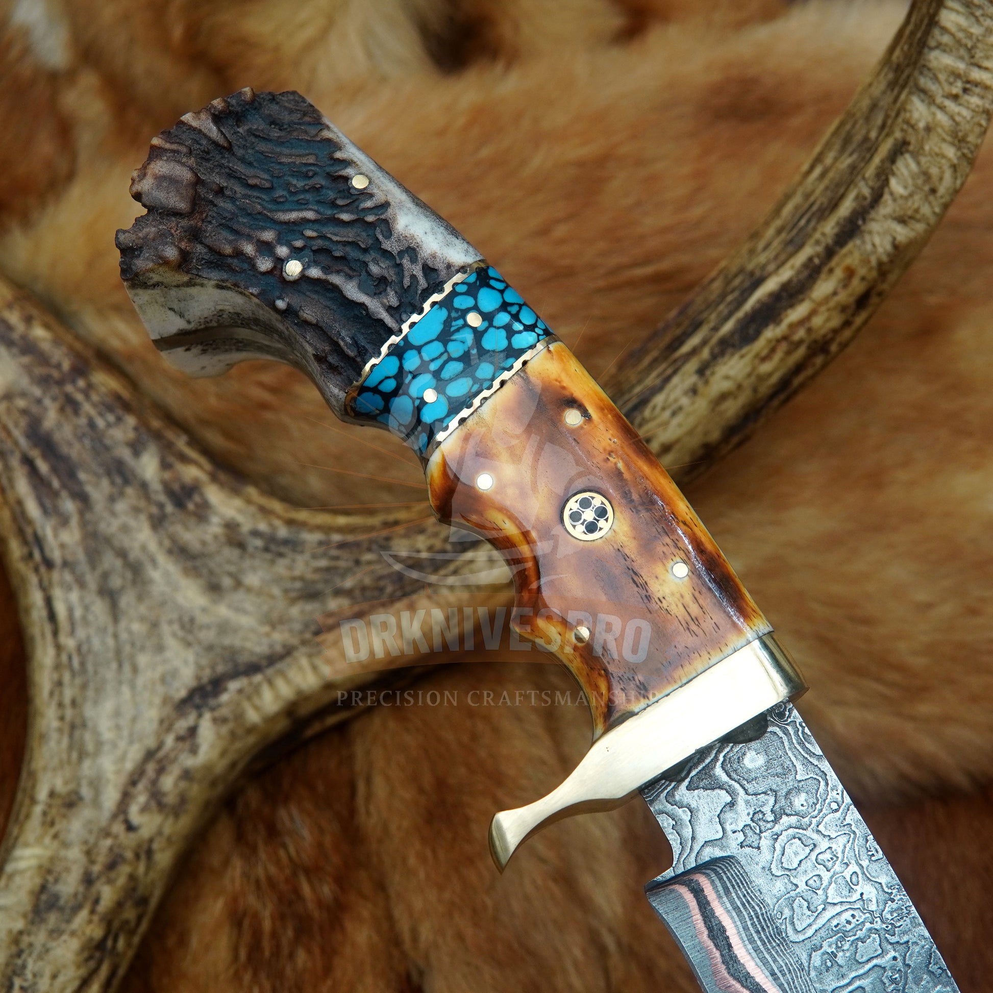 Handmade Copper Damascus Steel Kukri Knife 