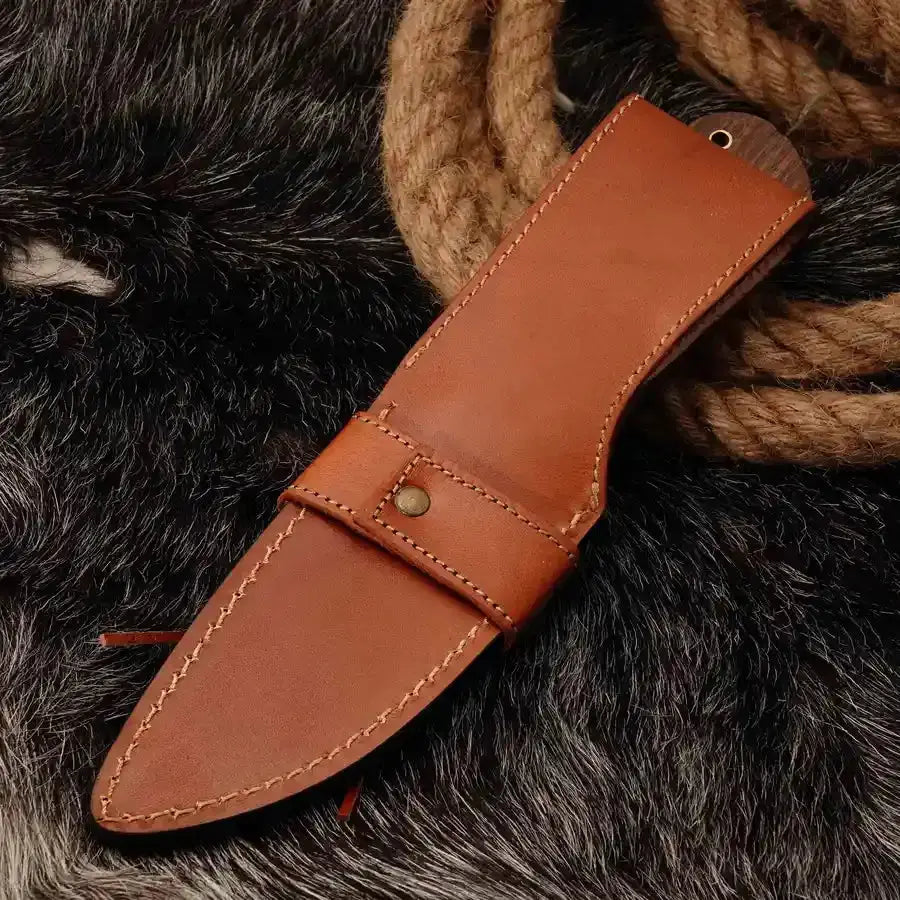 custom handmade damascus steel hunting knife 10" inches overall with leather wrap || drs knives hub