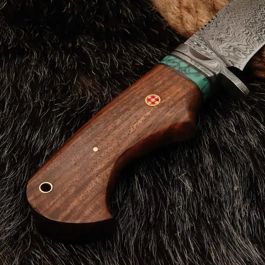custom handmade damascus steel hunting knife 10" inches overall with leather wrap || drs knives hub