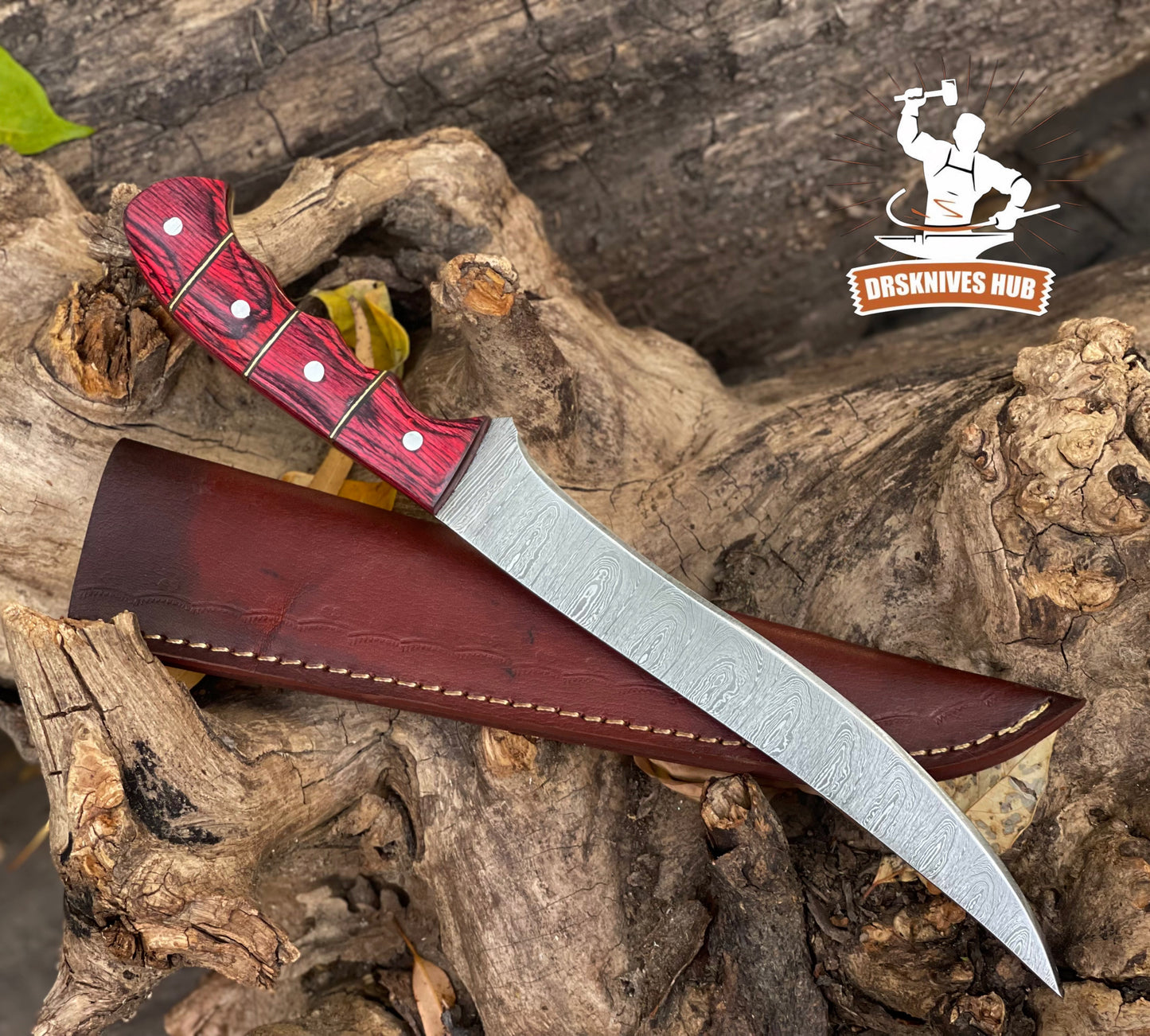 Handmade Damascus Steel Fillet Fishing Knife – Exotic Wood Handle | DRSKNIVES HUB 
