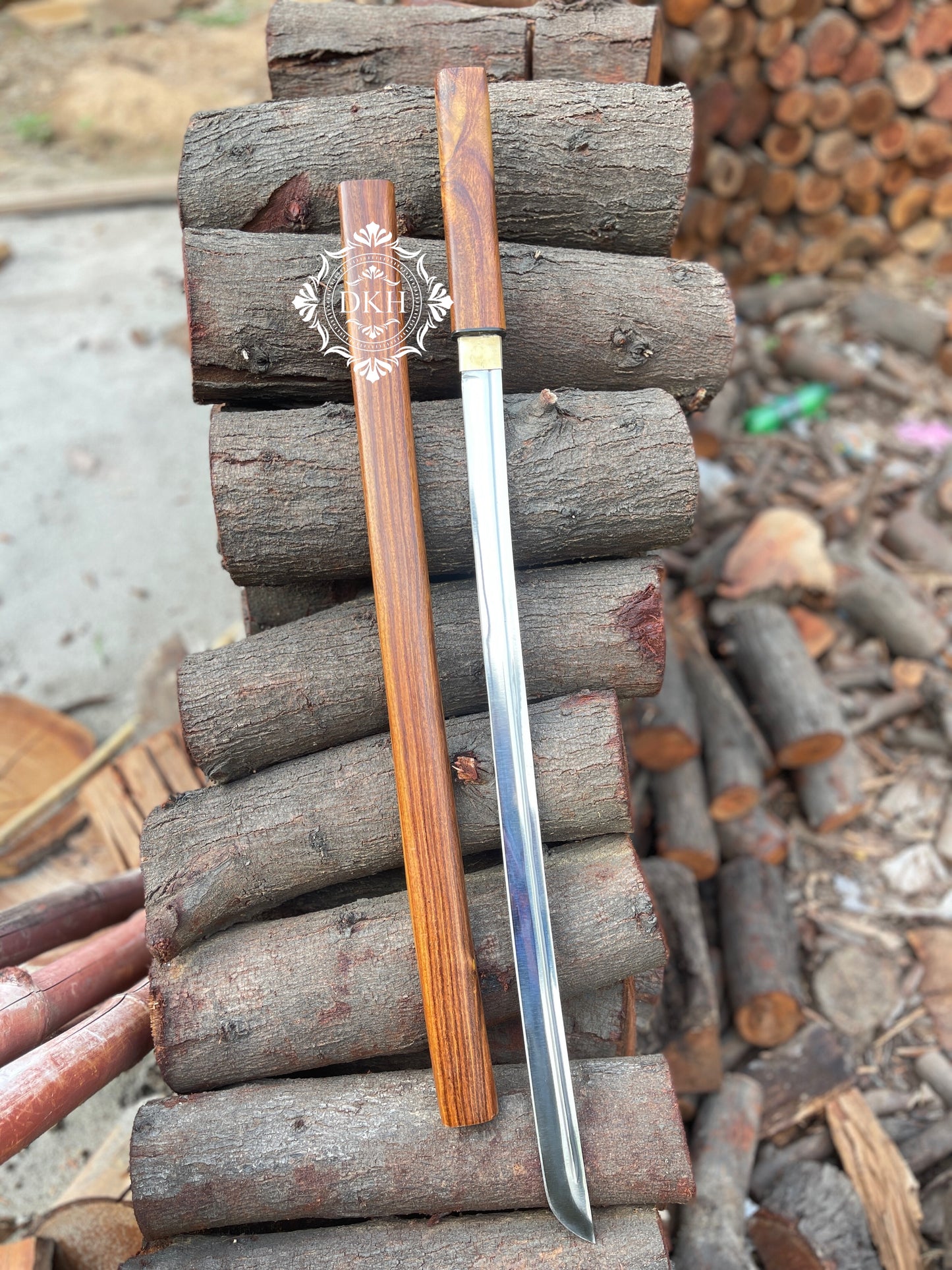 Katana Sword Handmade Damascus Steel Sword With Scabbard