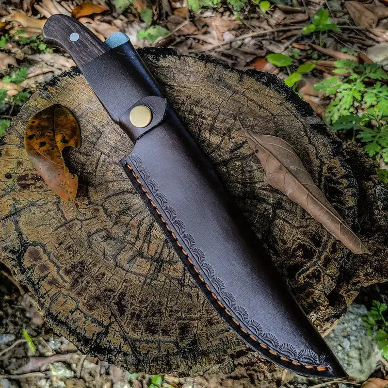 Edc knife custom handmade damascus steel hunting camping knife with leather wrap || drs knives hub