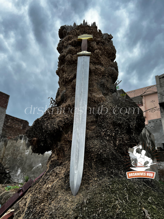 HANDFORGED CUSTOM VIKING SWORD, BATTLE-READY AND PAIRED WITH A LEATHER SHEATH COVER