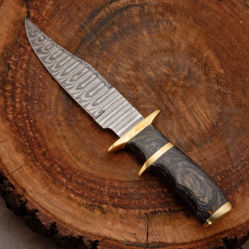 12” inches hand forged Damascus steel bowie knife with leather sheath cover || drs knives hub