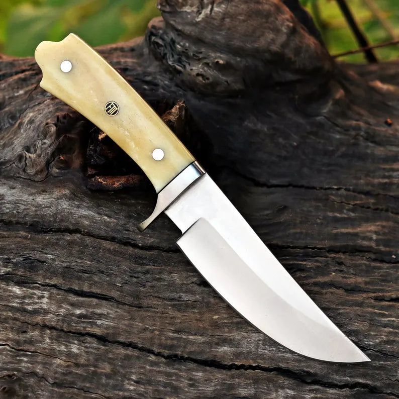 D2 Steel Skinner Knife 8.5" – Crown Bone Handle Mosaic Pins | DRSKNIVES HUB
