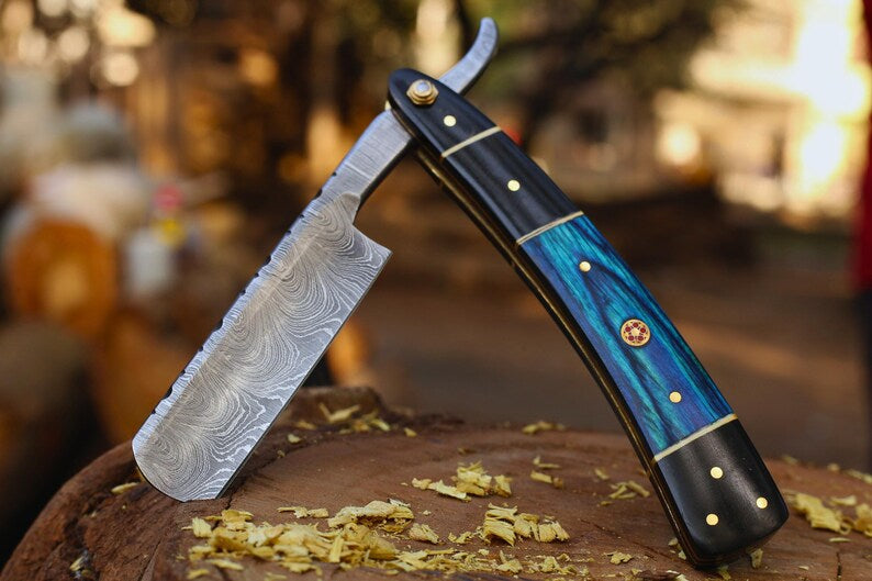HAND FORGED STRAIGHT RAZOR DAMASCUS STEEL KNIFE || DRS KNIVES HUB