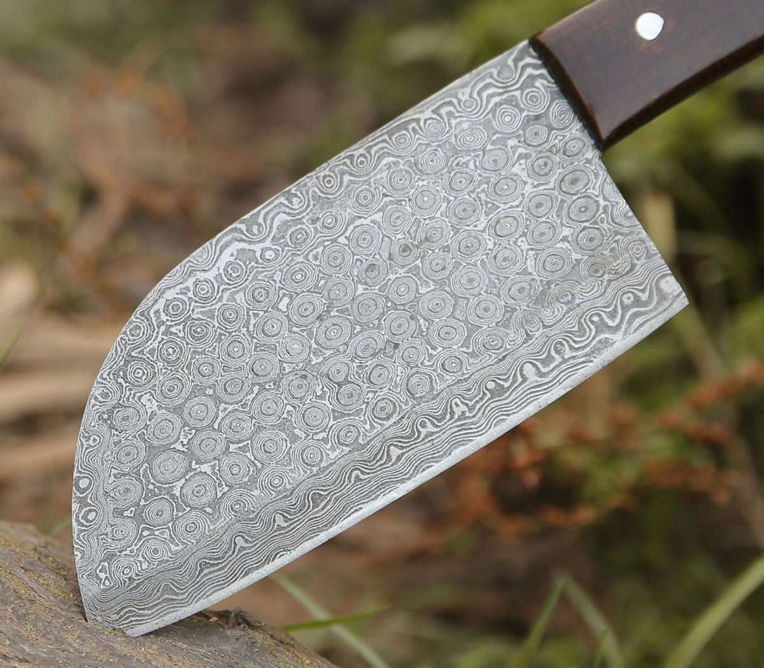 HAND FORGED DAMASCUS STEEL BLADE CLEAVER KNIFE WITH SHEATH || DRS KNIVES HUB