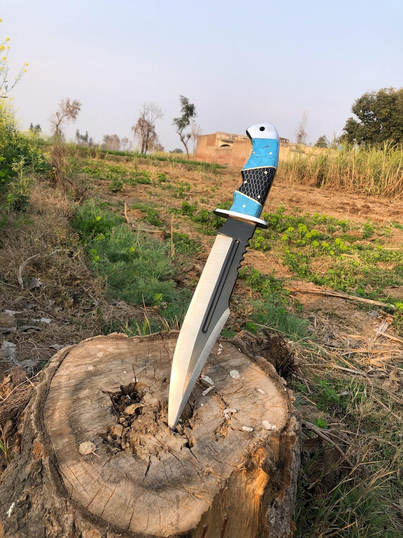 CUSTOM HANDMADE CARBON STEEL HUNTING BOWIE KNIFE || DRS KNIVES HUB